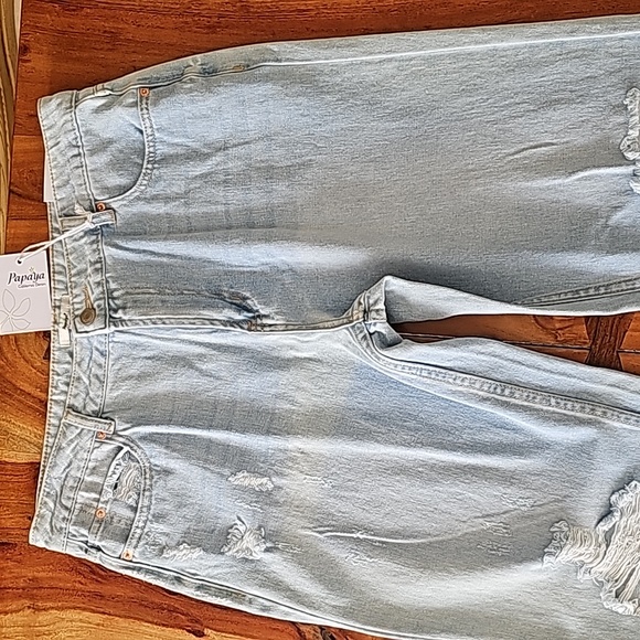 Papaya Women's High-Rise Mom Distressed Denim Pants Size 11 - Picture 1 of 12